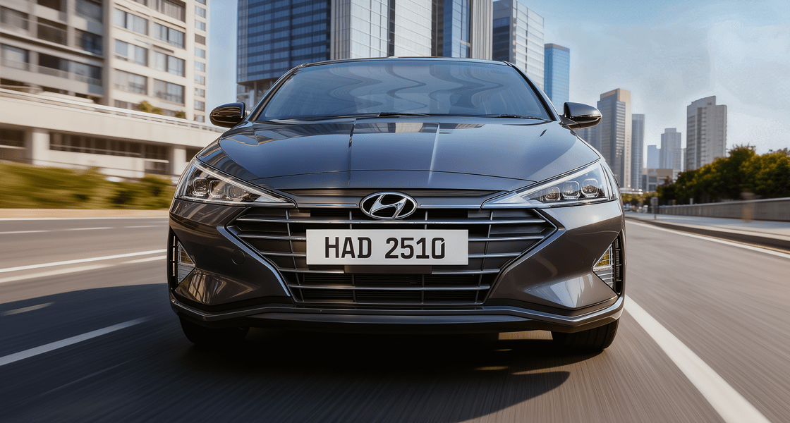 Hyundai Elantra on the road